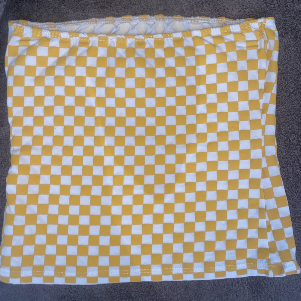Checked Yellow Tube Top - Picture 3 of 3